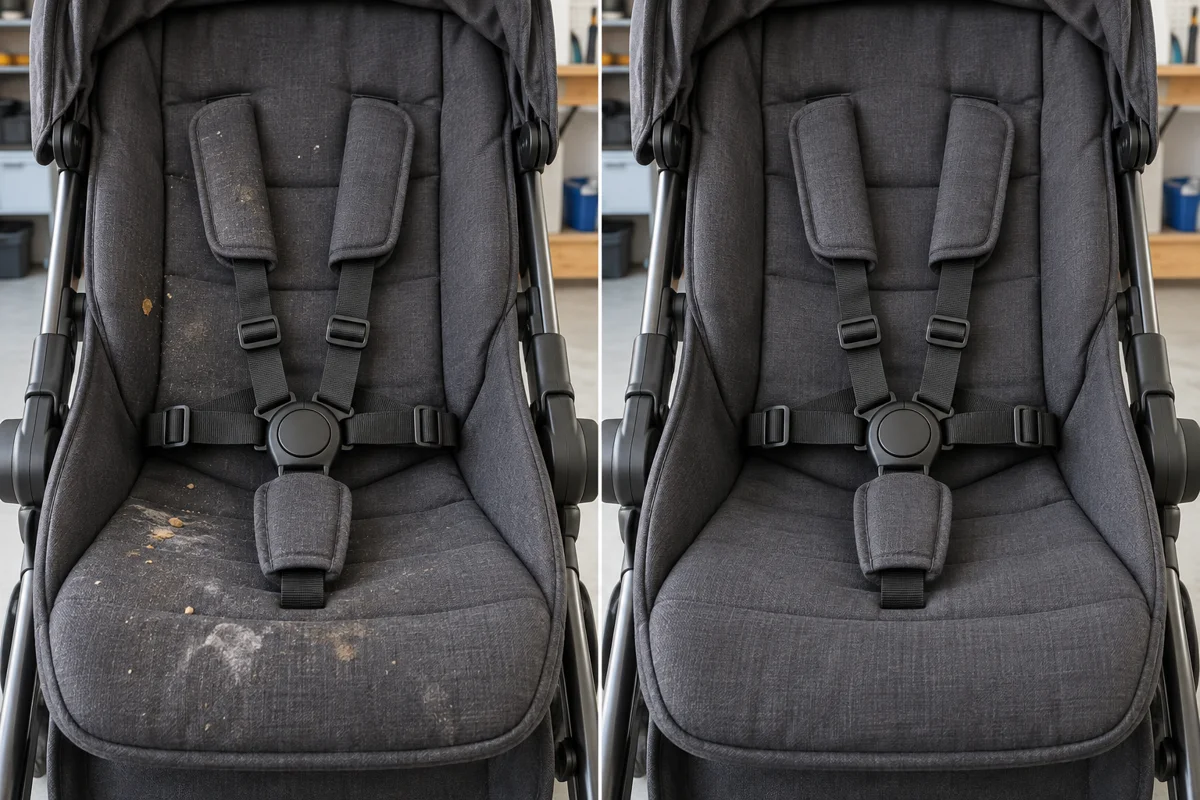 Generated before and after illustration: Fabric & seat care