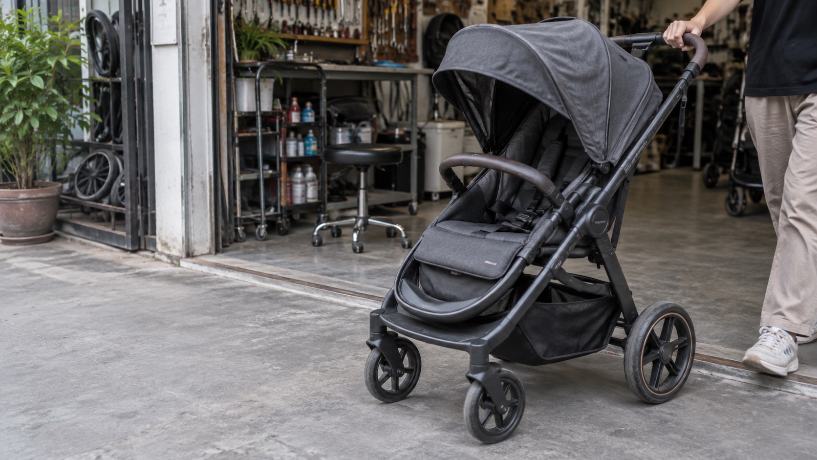 Illustrative used stroller arriving at a Bangkok workshop