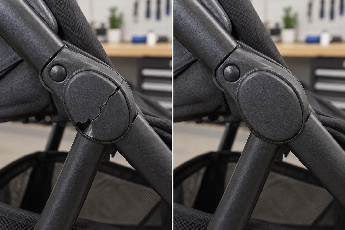 Generated before and after illustration: Hinge cover replacement