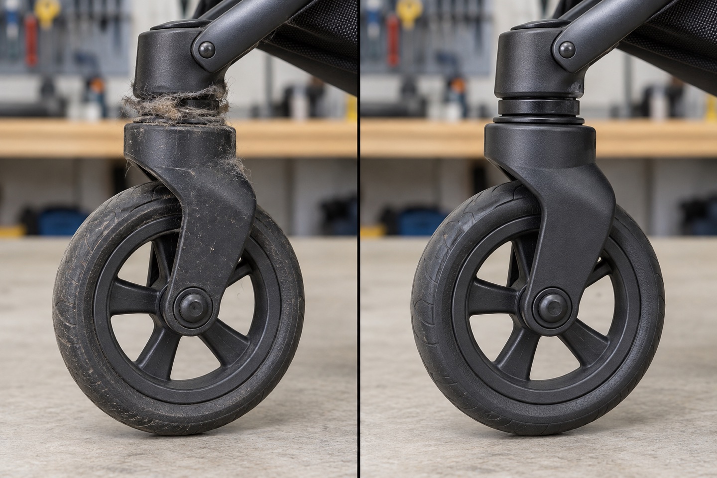 Generated before and after illustration: Swivel servicing