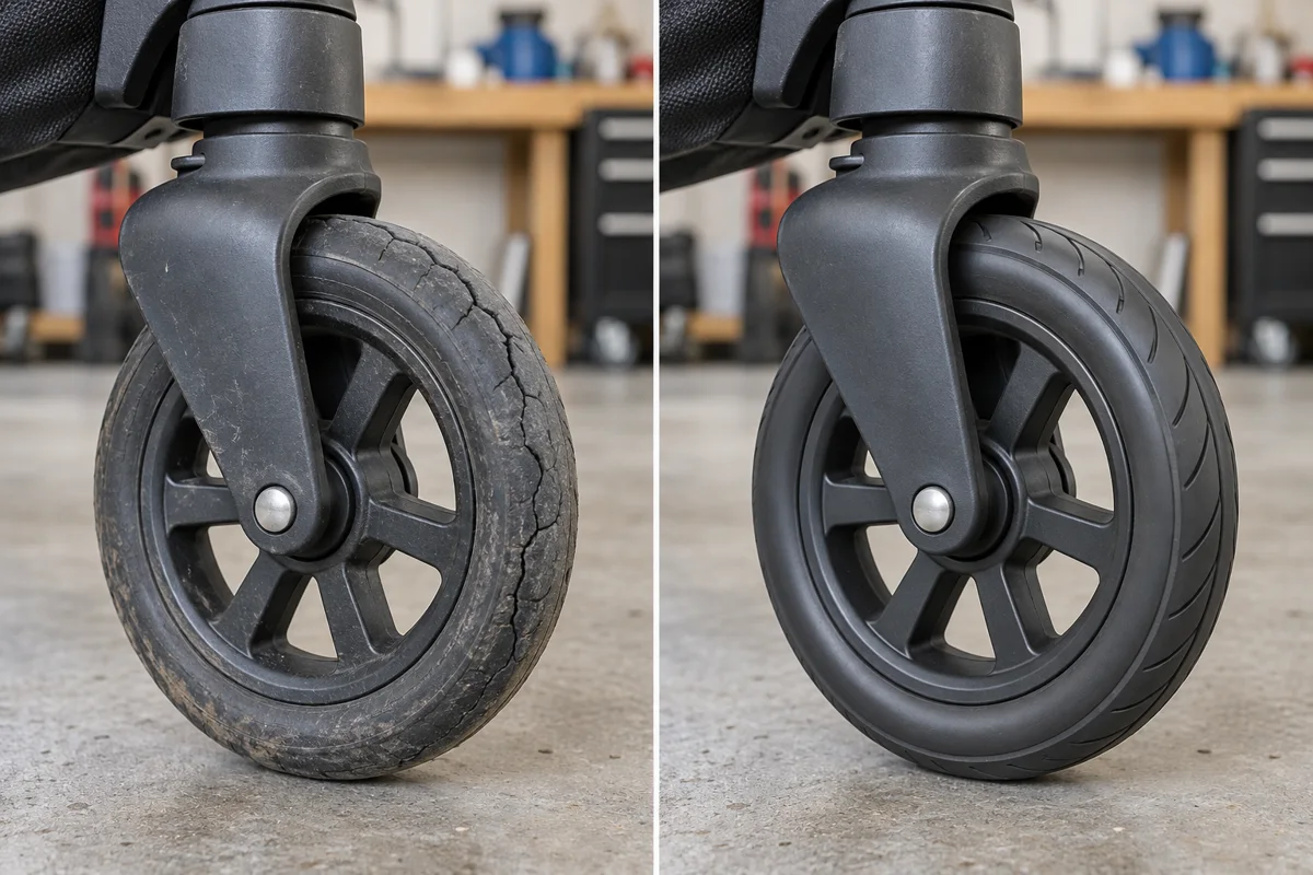 Generated before and after illustration: Wheel assembly